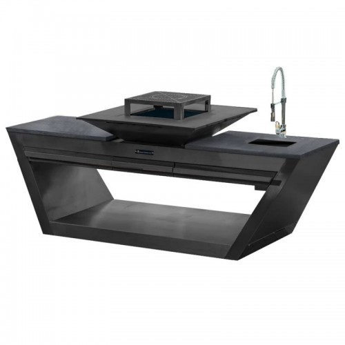 QN91083 Стіл-тумба з колесами Quadro Premium чорна, із системою водопостачання